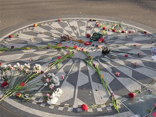Roses on John Lennon's grave.