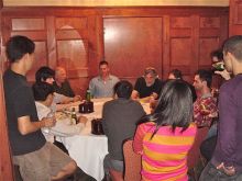 Students socializing at a party.