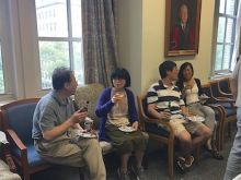 Students and faculty enjoy Dr. Pleil's reception