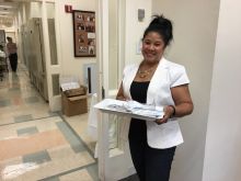 Students enjoy the ice cream social.