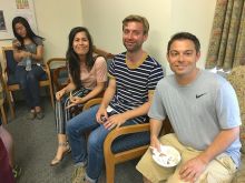 Students enjoy the ice cream social.