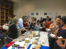 Students enjoy the ice cream social.