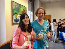 Students enjoy the ice cream social.