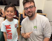Dustin, Aileen's son and grad student, Ethan Grimes