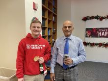  A WCM student with Zeffrey Rodrigues, Dept DA.