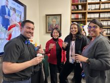 Jonathan, our balloon artist, Julia from Dr. Gudas lab and other event guests