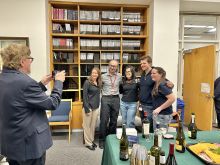 Dr. Wagner taking a picture, Dr. Pleil, Dr. Blenis, Dr. Marta Melis and our students Dan Galke and Helen Hoxie
