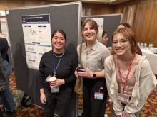 Pharmacology program students, Andrea and Olivia and another graduate school student..