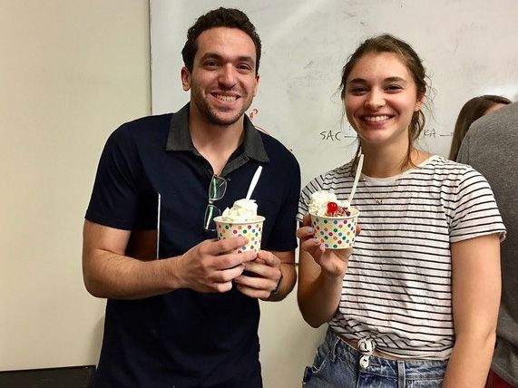 Pharmacology students eating ice cream.