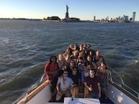 Students on boat ride to Statue of Liberty