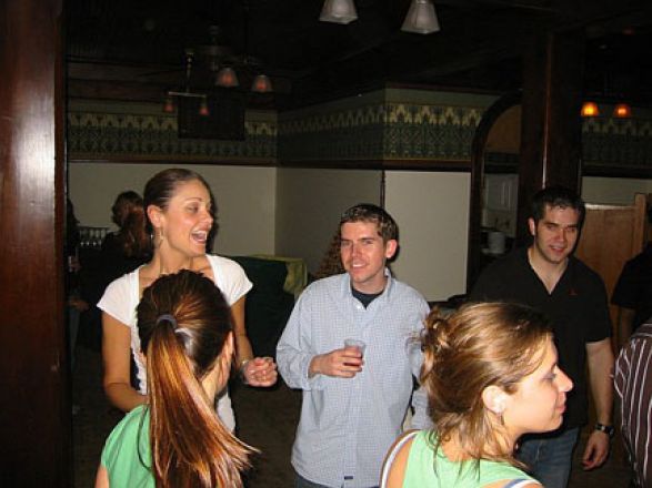 Students socializing at a party.