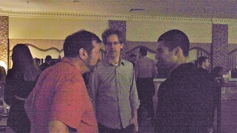 Students socializing at a party. Students socializing at a party.