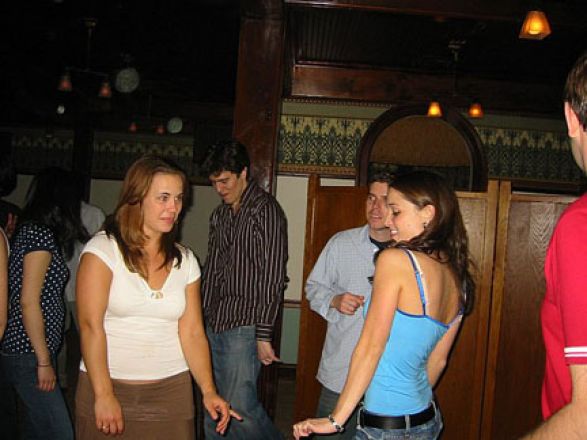 Students socializing at a party.