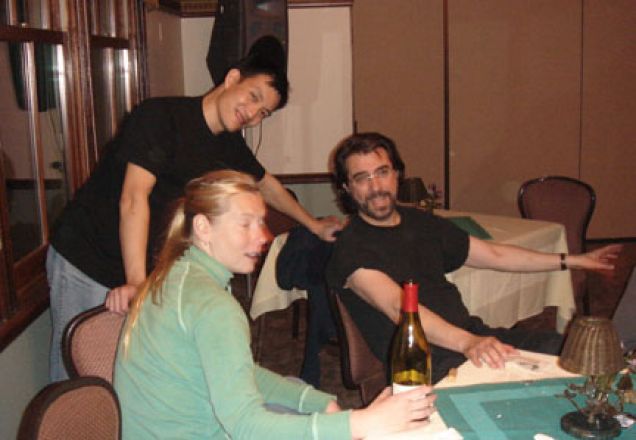 Students socializing at a party. Students socializing at a party.