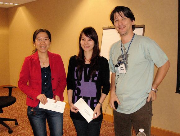 Prize winners Rui Wang and Noel Chan, and Dr. Luca Cartegni