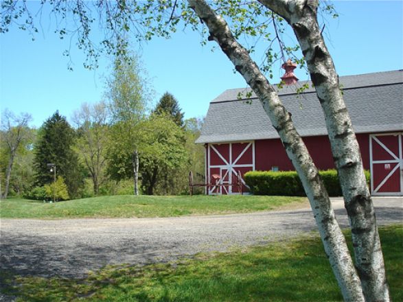 View of a cabin outdoors.