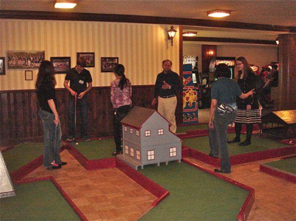 Students socializing at a party.