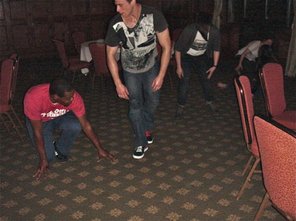 Students dancing at a party.