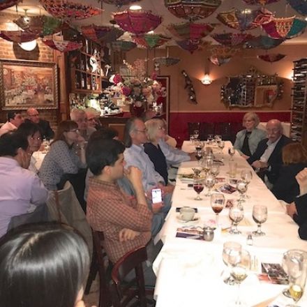 Dr. Jaffrey, Dr. Blenis and others at dinner.