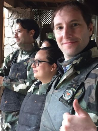 Man giving thumbs up in paintball gear. Man giving thumbs up in paintball gear.
