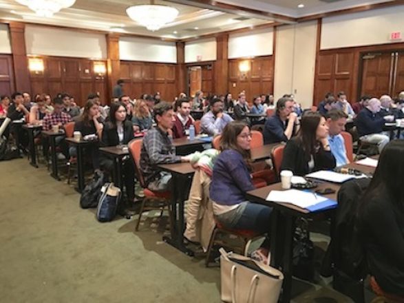 Audience during a presentation.