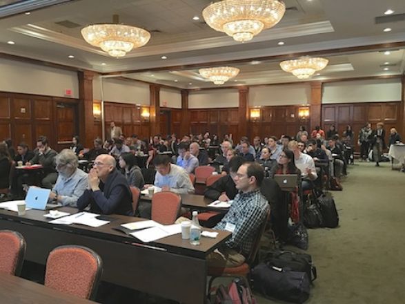 Audience during a presentation. Audience during a presentation.