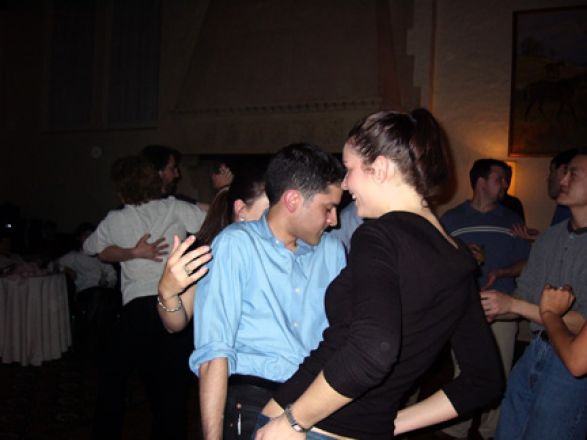 Students dancing at a party.