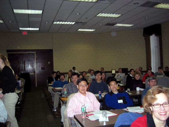 Students sitting in a classroom.