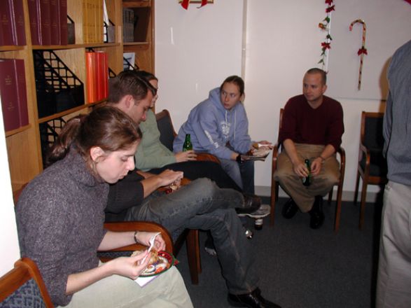 Students and faculty enjoy Holiday Party 2003.