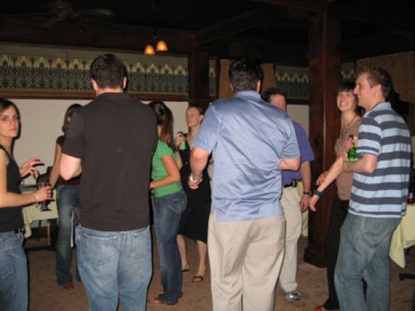 Students dancing at a party.