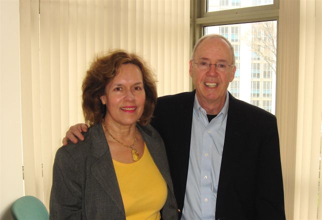 Dr. Lorraine Gudas visits with her former chair, Dr. Chrisopher Walsh, Professor of Biological Chemistry and Molecular Pharmacology at Harvard Medical School. Dr. Walsh presented the President&#039;s Seminar at MSKCC on April 13, 2011.