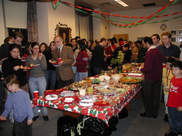 Students and faculty enjoy Holiday Party 2001.