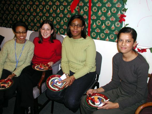 Students and faculty enjoy Holiday Party 2002.