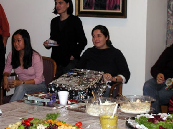 Students and faculty enjoy Holiday Party 2002.