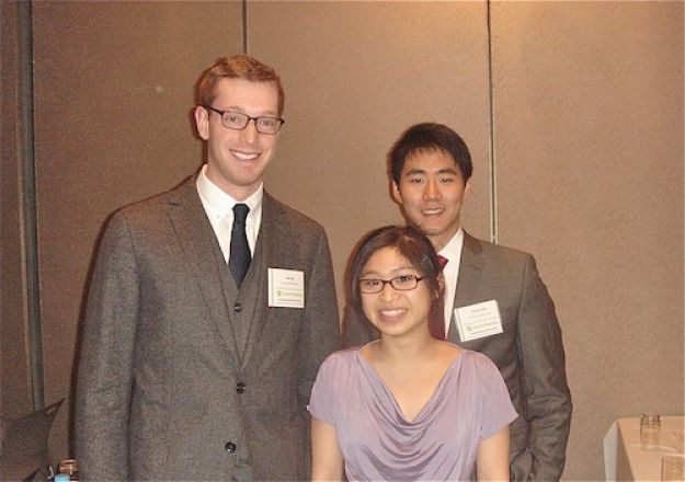 Pharmacology Ph.D. students Bill Mills, Bonnie Quach, &amp; Wesley Chao at the Mitochondrial Therapeutic Symposium.