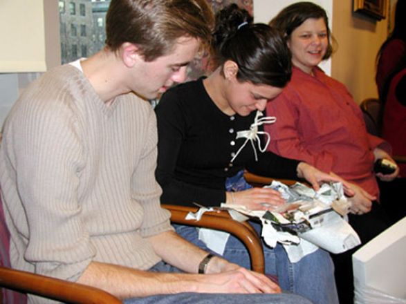 Students and faculty enjoy Holiday Party 2002.