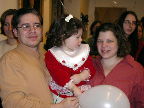 Students and faculty enjoy Holiday Party 2002.