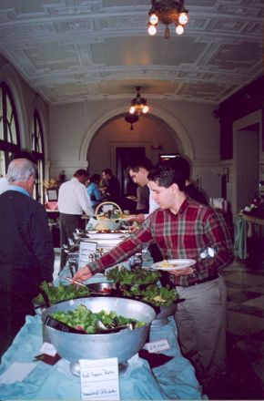 Student eating at buffet.