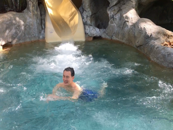 Swimming pool waterfall. Swimming pool waterfall.