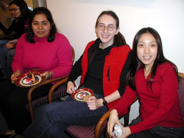 Students and faculty enjoy Holiday Party 2002.