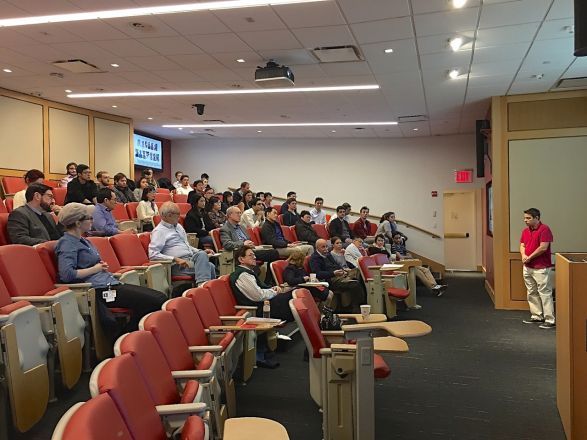 Ryan Serio handles the question period after Dr. Kenneth Jacobson’s (NIDDK) seminar on February 13, 2018, titled: &quot;Structures of G Protein-Coupled Purine Receptors Enable Drug Discovery.&quot;