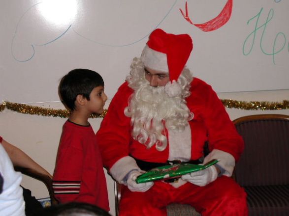 Students and faculty enjoy Holiday Party 2001.