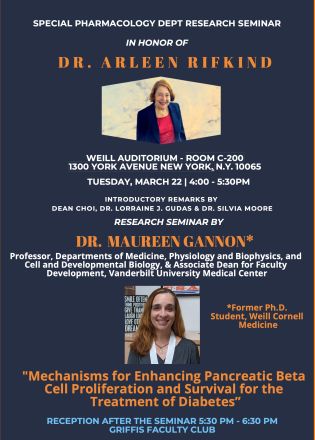 Special Pharmacology Department Research Seminar in Honor of Dr. Arleen Rifkind