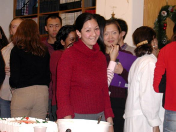 Students and faculty enjoy Holiday Party 2002.