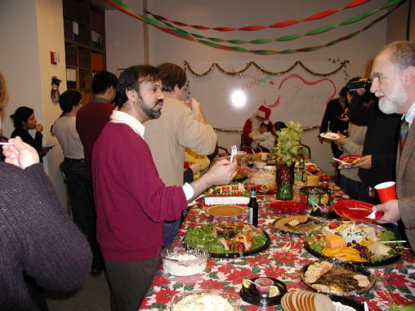 Students and faculty enjoy Holiday Party 2001.