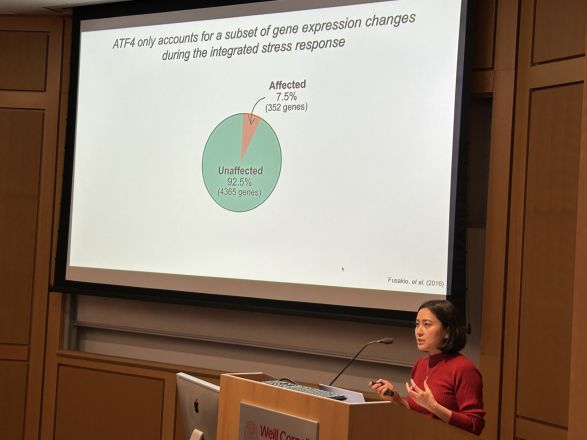 Dr. Shino Murakami (Jaffrey Lab) gave a seminar in our Postdoctoral Seminar series titled: “The ribosome links amino acid availability to gene expression through m6A” on January 9, 2024.