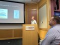 Dr. Jared Toettcher (Princeton Univ.) gave a talk titled: Towards light-guided physiology: optogenetics and biosensors to probe tissue-scale patterning" in our seminar course on April 14, 2026 as the head of the course, Dr. Nowak, looks on with interest!